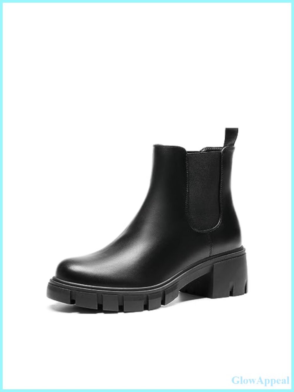 Women's Faux Leather Chelsea Ankle Boots Block Heel Slip-On Booties